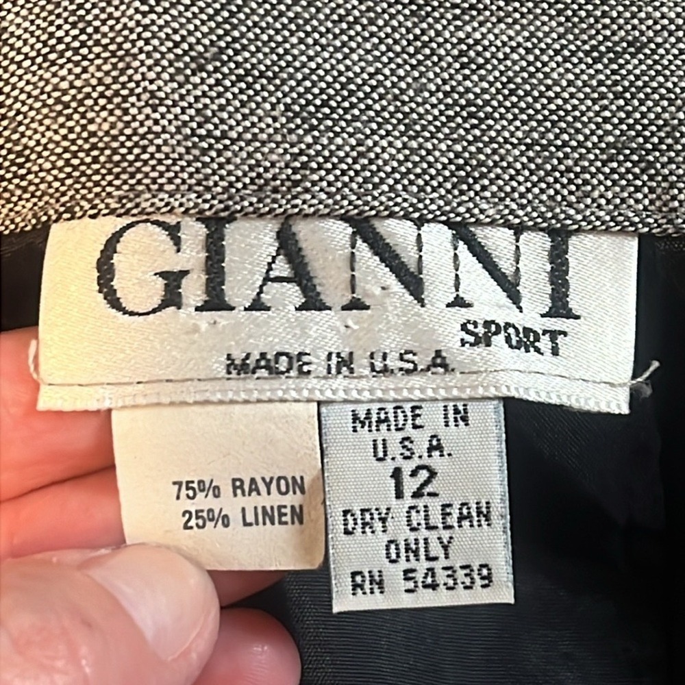 Gianni Sport Pencil Skirt Womens 12 Grey Rayon Linen Midi Vintage USA Officecore - Picture 5 of 8